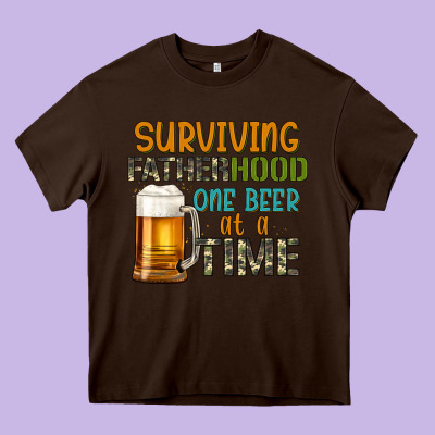 Surviving Fatherhood One Beer At A  Time Heavy Core Tee Designed By Artiststas