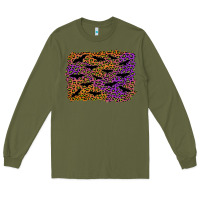 Army Green halloween leopard bat background Long Sleeve Tee - AdoDesignShop