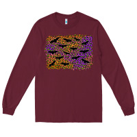 Burgundy halloween leopard bat background Long Sleeve Tee - AdoDesignShop