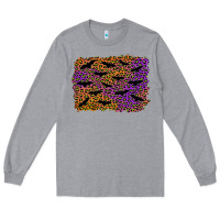 Heather Grey halloween leopard bat background Long Sleeve Tee - AdoDesignShop