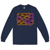 Navy halloween leopard bat background Long Sleeve Tee - AdoDesignShop