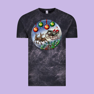 Santa Claus With Deer Christmas Ornament Vintage Tee Designed By Bundleandbundleshop