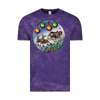 Cloud Purple santa claus with deer christmas ornament Vintage Tee - BundleAndBundleShop