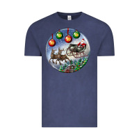 Vintage Denim santa claus with deer christmas ornament Vintage Tee - BundleAndBundleShop