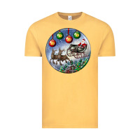 Vintage Mustard santa claus with deer christmas ornament Vintage Tee - BundleAndBundleShop