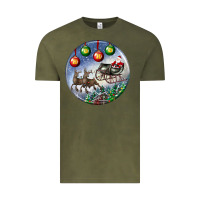 Vintage Olive santa claus with deer christmas ornament Vintage Tee - BundleAndBundleShop
