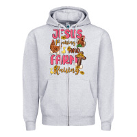 Heather Grey jesus praising and farm raising Zipper Hoodie - MaliasSmallBusiness