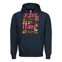 Jesus Praising And Farm Raising Zipper Hoodie | Teevron