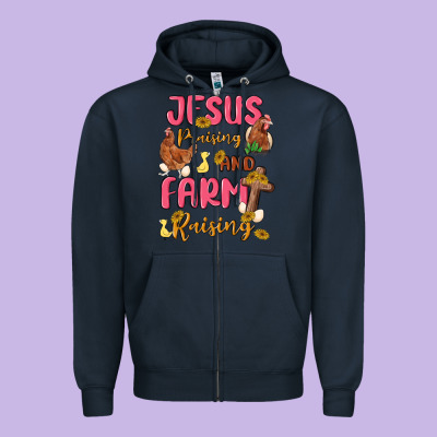 Jesus Praising And Farm Raising Zipper Hoodie Designed By Maliassmallbusiness