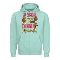 Seafoam jesus praising and farm raising Zipper Hoodie - MaliasSmallBusiness
