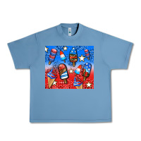 Pebble Blue american popsicle and stars Urban Heavy Tee - AdoDesignShop