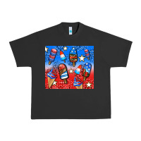 Pigment Black american popsicle and stars Urban Heavy Tee - AdoDesignShop