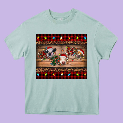Heavy Core Tee hohoho christmas cows