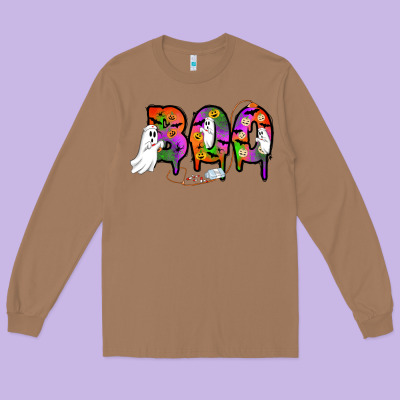 Halloween Boo Long Sleeve Tee Designed By Adodesignshop