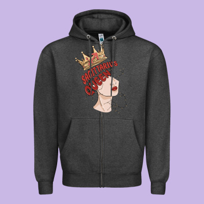 Sagittarius Queen Zipper Hoodie Designed By Maliassmallbusiness