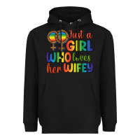Black Just A Girl Who Loves Her Wifey Heavyweight Hoodie - BundleAndBundleShop