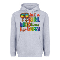 Heather Grey Just A Girl Who Loves Her Wifey Heavyweight Hoodie - BundleAndBundleShop