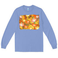 Colony Blue fall pumpkin background Long Sleeve Tee - AdoDesignShop