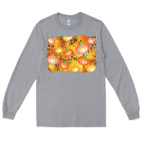Heather Grey fall pumpkin background Long Sleeve Tee - AdoDesignShop