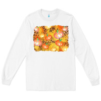 White fall pumpkin background Long Sleeve Tee - AdoDesignShop