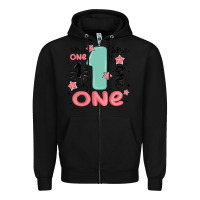 Black one  one one one Zipper Hoodie - MaliasSmallBusiness