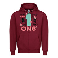 Burgundy one  one one one Zipper Hoodie - MaliasSmallBusiness