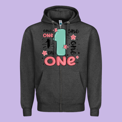 One  One One One Zipper Hoodie Designed By Maliassmallbusiness