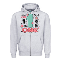 Heather Grey one  one one one Zipper Hoodie - MaliasSmallBusiness