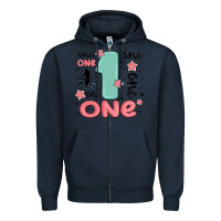 Navy one  one one one Zipper Hoodie - MaliasSmallBusiness