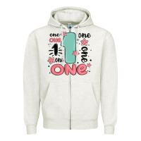 Oatmeal Heather one  one one one Zipper Hoodie - MaliasSmallBusiness