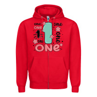 Red one  one one one Zipper Hoodie - MaliasSmallBusiness