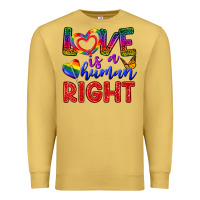 Antique Gold Love İs a Human Right Premium Sweatshirt - BundleAndBundleShop
