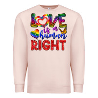Pale Pink Love İs a Human Right Premium Sweatshirt - BundleAndBundleShop