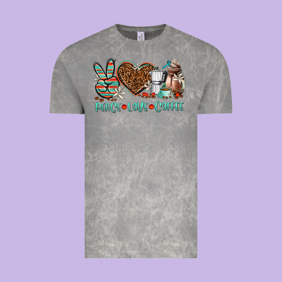 Peace Love Coffee Vintage Tee Designed By Adodesignshop