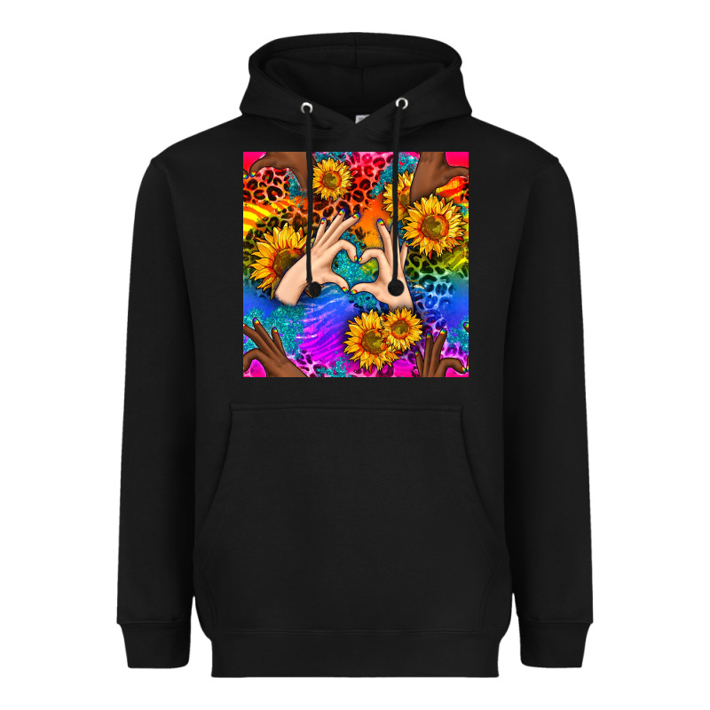 Heart And Sunflowers With Neon Leopard Patterns Heavyweight Hoodie by BundleAndBundleShop | Teevron