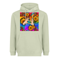 Matcha Heart And Sunflowers With Neon Leopard Patterns Heavyweight Hoodie - BundleAndBundleShop