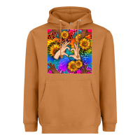 Meerkat Heart And Sunflowers With Neon Leopard Patterns Heavyweight Hoodie - BundleAndBundleShop