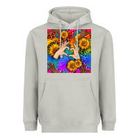 Moon Dust Heart And Sunflowers With Neon Leopard Patterns Heavyweight Hoodie - BundleAndBundleShop