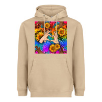 Mushroom Heart And Sunflowers With Neon Leopard Patterns Heavyweight Hoodie - BundleAndBundleShop