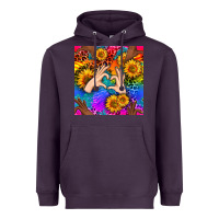 Plum Heart And Sunflowers With Neon Leopard Patterns Heavyweight Hoodie - BundleAndBundleShop
