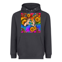 Smoke Heart And Sunflowers With Neon Leopard Patterns Heavyweight Hoodie - BundleAndBundleShop