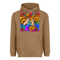 Toasted Coconut Heart And Sunflowers With Neon Leopard Patterns Heavyweight Hoodie - BundleAndBundleShop