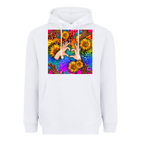 White Heart And Sunflowers With Neon Leopard Patterns Heavyweight Hoodie - BundleAndBundleShop