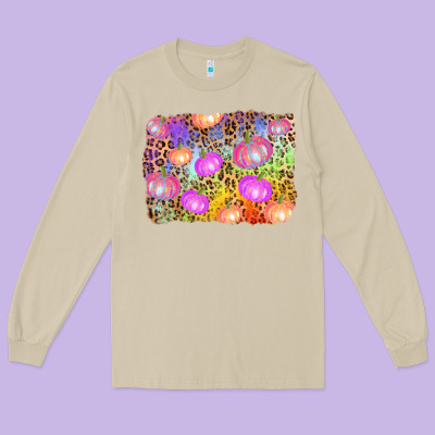 Colourful Pumpkin Background Long Sleeve Tee Designed By Adodesignshop