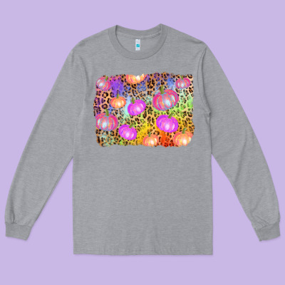 Colourful Pumpkin Background Long Sleeve Tee Designed By Adodesignshop