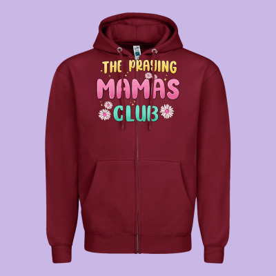 The Praying Mamas Club Zipper Hoodie Designed By Maliassmallbusiness