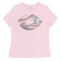 Bubblegum Pink baseball lips Ladies Tee - AdoDesignShop