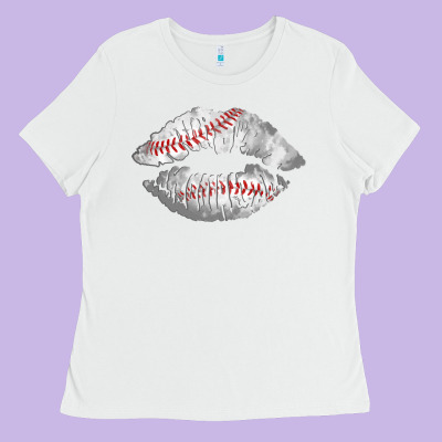Baseball Lips Ladies Tee Designed By Adodesignshop