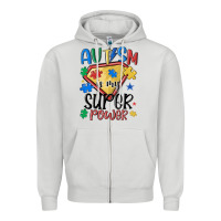 Dove Grey autism is my super power Zipper Hoodie - MaliasSmallBusiness