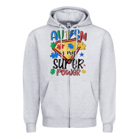 Heather Grey autism is my super power Zipper Hoodie - MaliasSmallBusiness